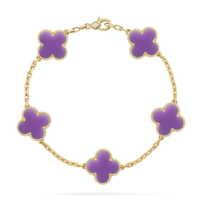 [KELA]LUCKY CLOVER 5-MOTIF BRACELET - LAVENDER COLLECTION