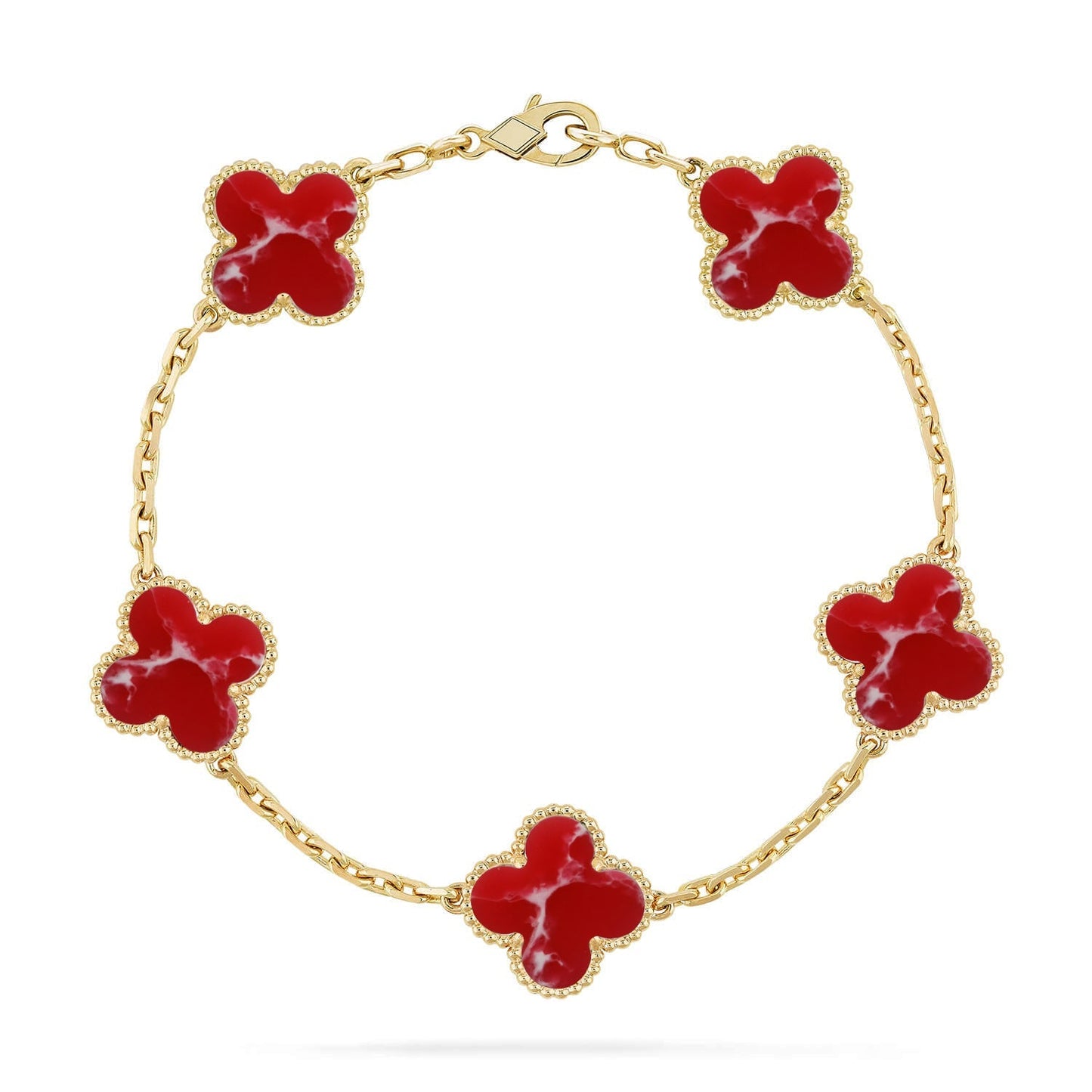 [KELA]LUCKY CLOVER 5-MOTIF BRACELET - RED LARIMAR COLLECTION