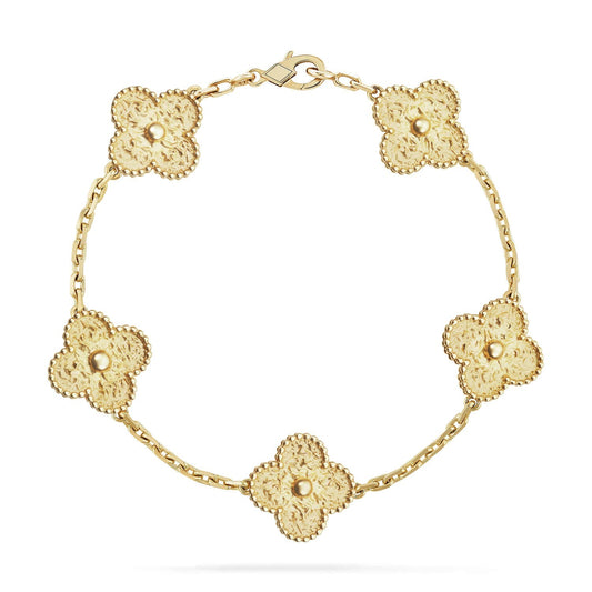 [KELA]LUCKY CLOVER 5-MOTIF BRACELET - BRONZING