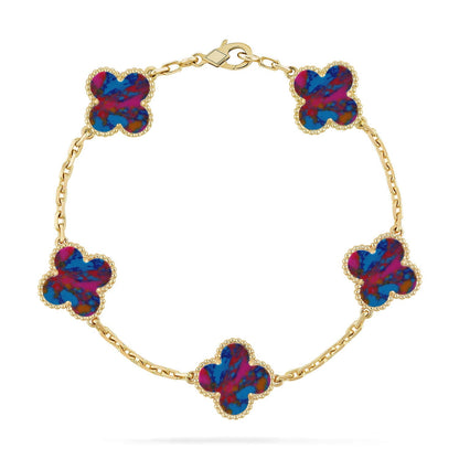 [KELA]LUCKY CLOVER 5-MOTIF BRACELET - MULTI-GEM COLLECTION