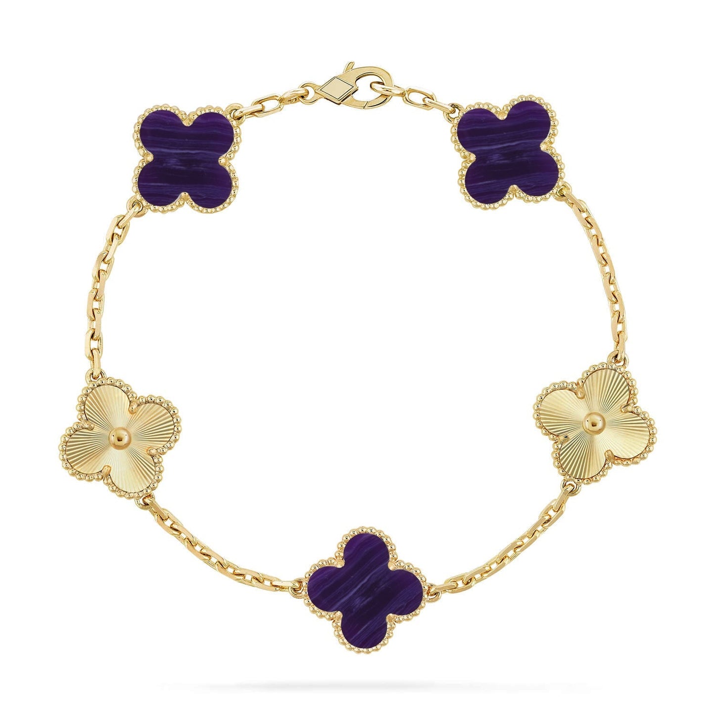 [KELA]LUCKY CLOVER 5-MOTIF BRACELET - CHAROITE COLLECTION