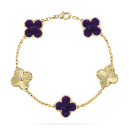 [KELA]LUCKY CLOVER 5-MOTIF BRACELET - CHAROITE COLLECTION