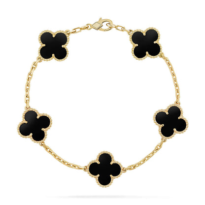[KELA]LUCKY CLOVER 5-MOTIF BRACELET - BLACK OXNY COLLECTION