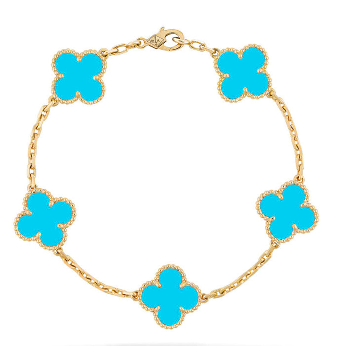 [KELA]LUCKY CLOVER 5-MOTIF BRACELET - TURQUOISE COLLECTION