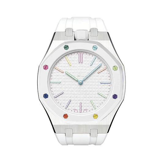 [KELA]OAK POP WHITE STEEL SILICONE STRAP