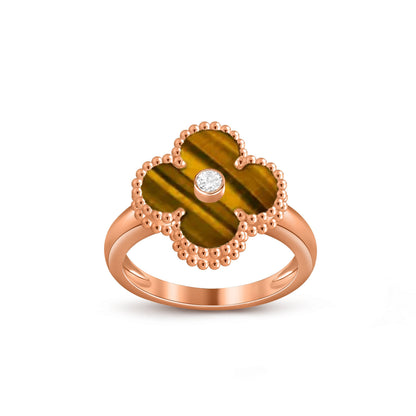 [KELA]LUCKY CLOVER DIAMOND-ACCENT ROSE GOLD RING COLLECTION