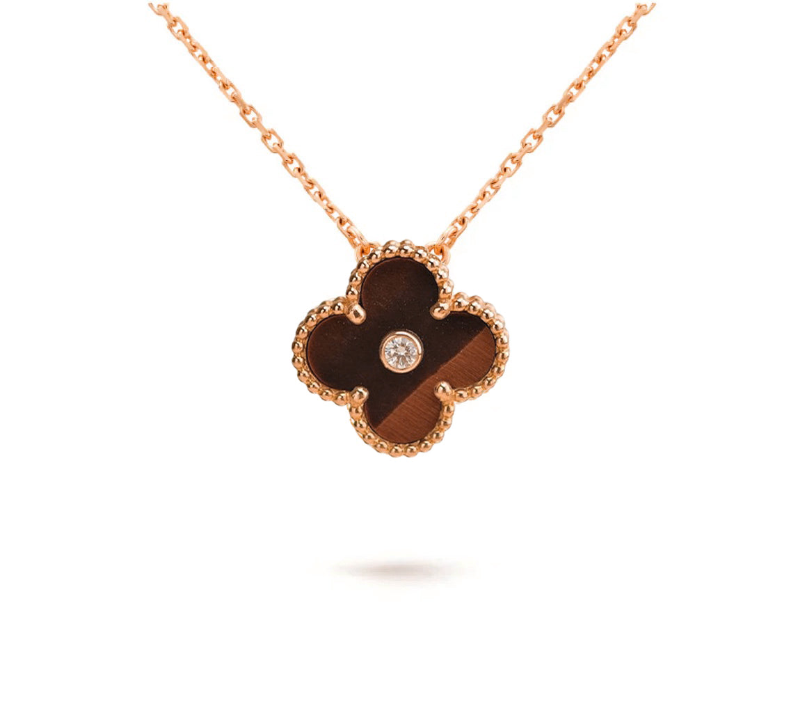 [KELA]15MM CLOVER FLOWER DIAMOND PENDANT NECKLACE COLLECTION