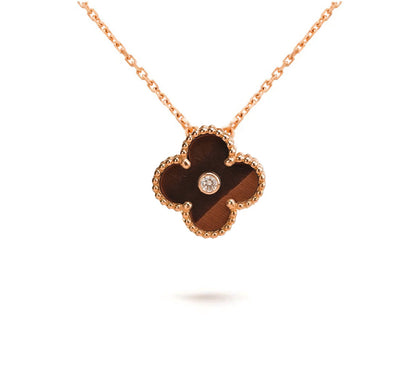 [KELA]15MM CLOVER FLOWER DIAMOND PENDANT NECKLACE COLLECTION