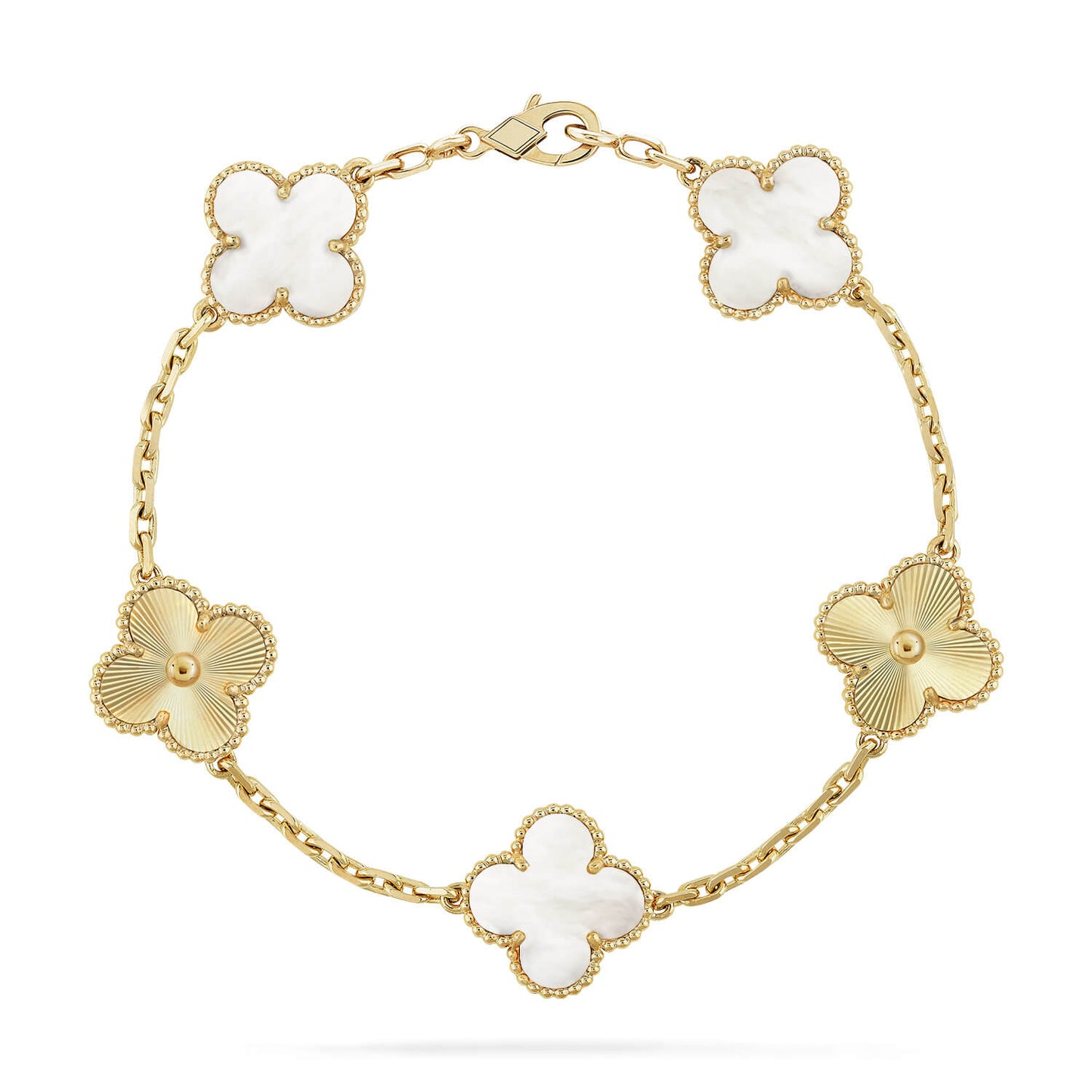 [KELA]LUCKY CLOVER 5-MOTIF BRACELET - WHITE MOTHER-OF-PEARL COLLECTION
