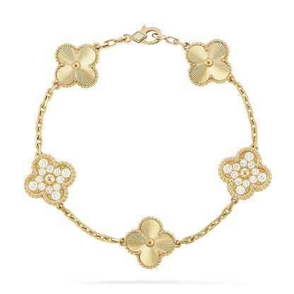 [KELA]LUCKY CLOVER 5-MOTIF BRACELET - LASER COLLECTION