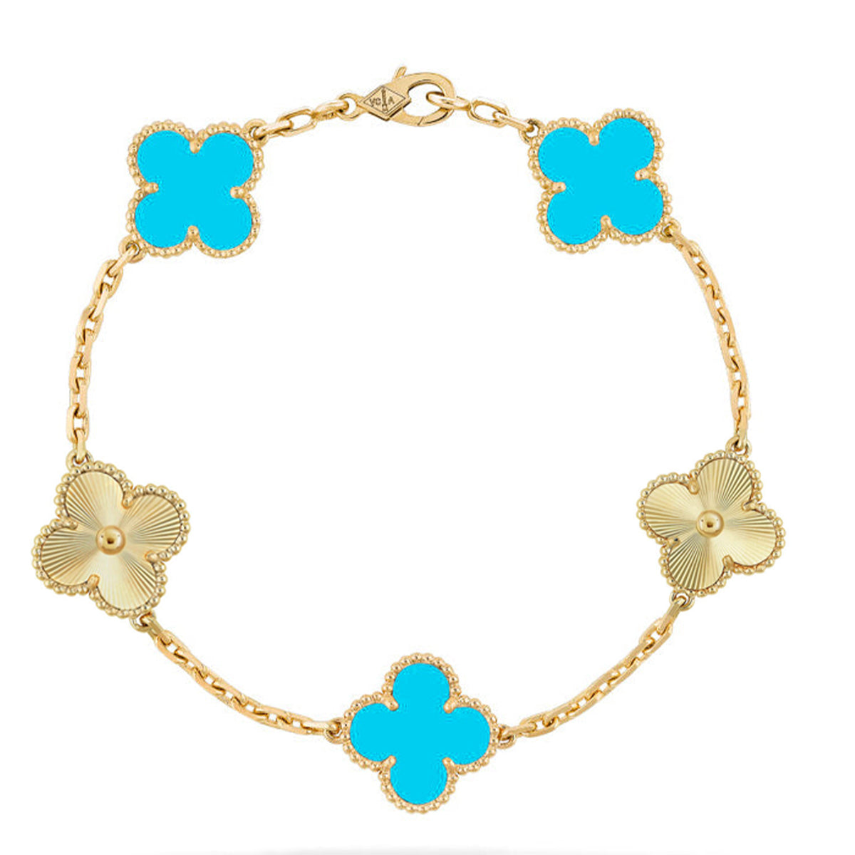 [KELA]LUCKY CLOVER 5-MOTIF BRACELET - TURQUOISE COLLECTION