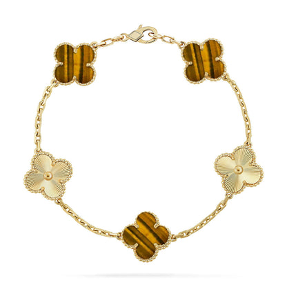 [KELA]LUCKY CLOVER 5-MOTIF BRACELET -  TIGER’S EYE COLLECTION