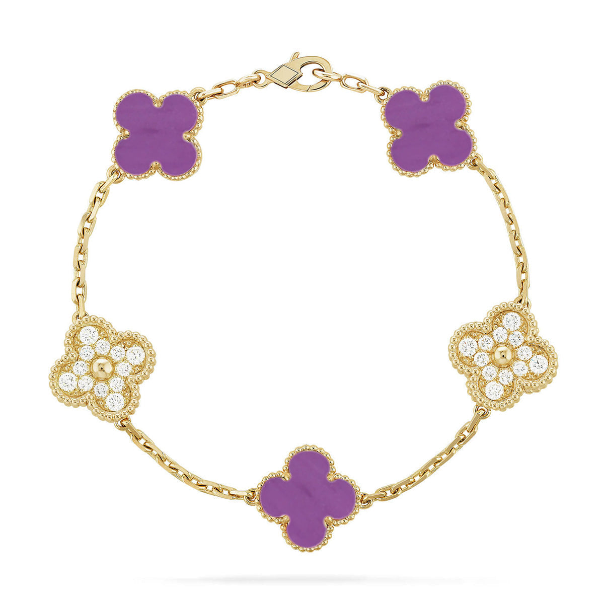 [KELA]LUCKY CLOVER 5-MOTIF BRACELET - VIOLET COLLECTION