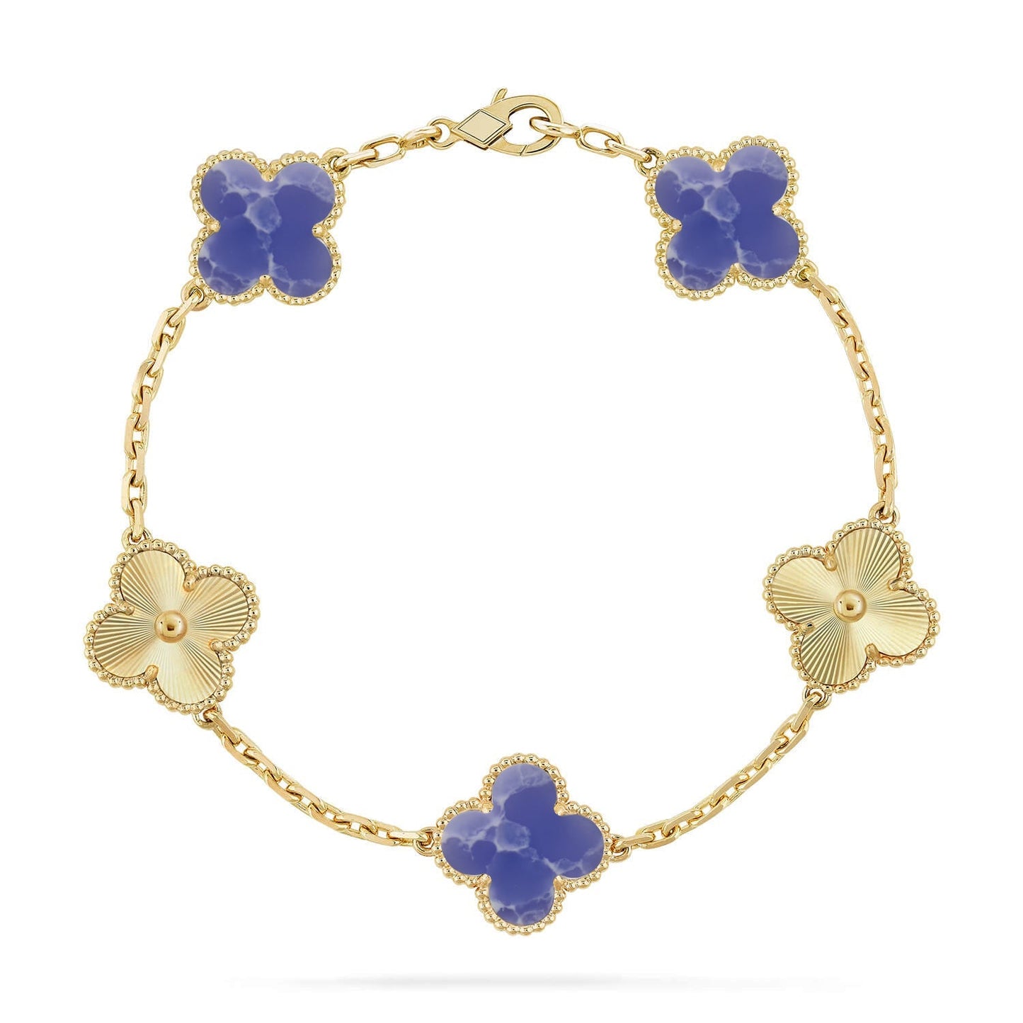 [KELA]LUCKY CLOVER 5-MOTIF BRACELET - BLUE LARIMAR COLLECTION