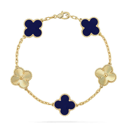 [KELA]LUCKY CLOVER 5-MOTIF BRACELET - LAPIS LAZULI COLLECTION