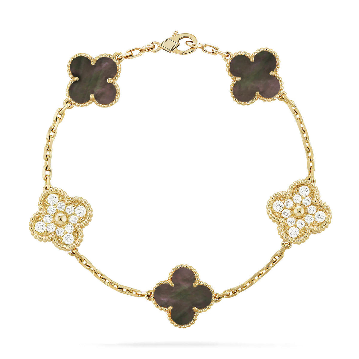 [KELA]LUCKY CLOVER 5-MOTIF BRACELET - GREY MOTHER-OF-PEARL COLLECTION
