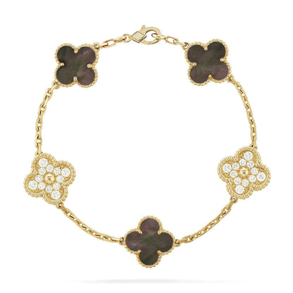 [KELA]LUCKY CLOVER 5-MOTIF BRACELET - GREY MOTHER-OF-PEARL COLLECTION
