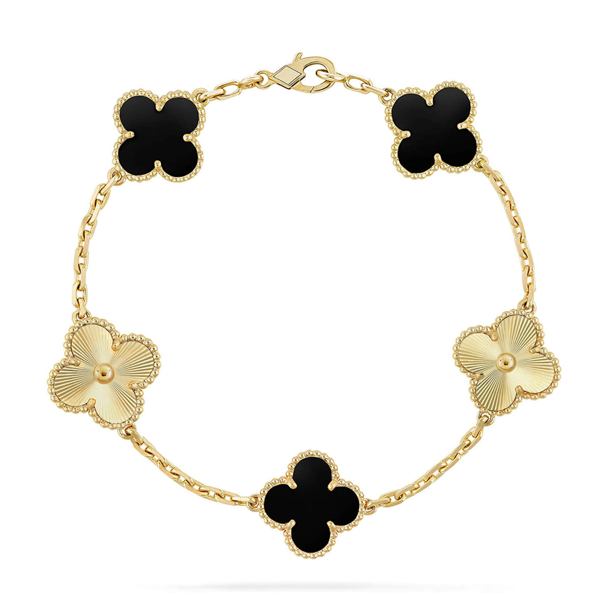 [KELA]LUCKY CLOVER 5-MOTIF BRACELET - BLACK OXNY COLLECTION
