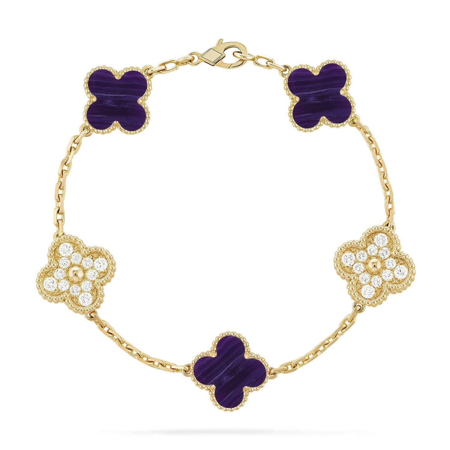 [KELA]LUCKY CLOVER 5-MOTIF BRACELET - CHAROITE COLLECTION