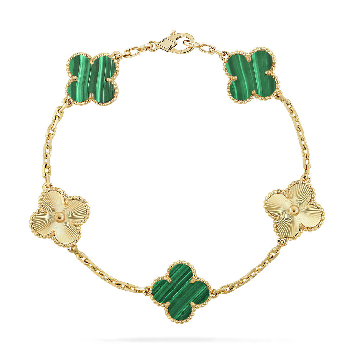 [KELA]LUCKY CLOVER 5-MOTIF BRACELET - MALACHITE COLLECTION