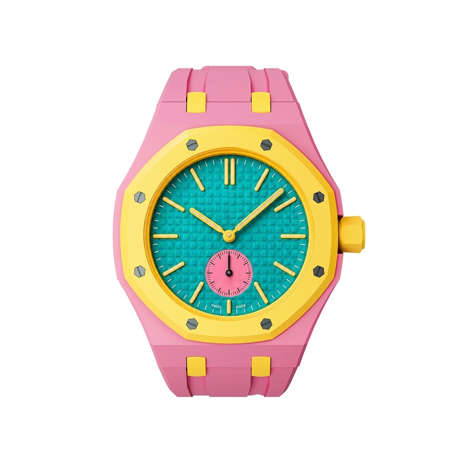 [KELA]OAK POP EXCLUSIVE PINK AND YELLOW SILICONE STRAP