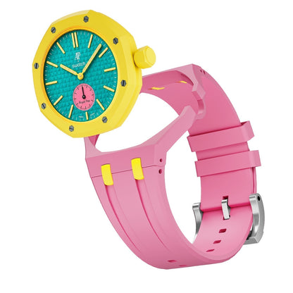 [KELA]OAK POP EXCLUSIVE PINK AND YELLOW SILICONE STRAP