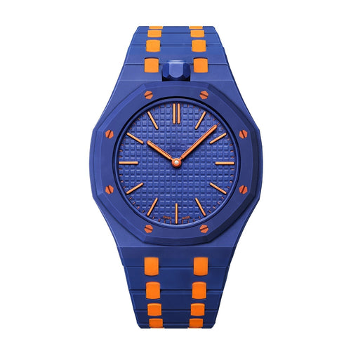 [KELA]OAK POP EXCLUSIVE DARK BLUE AND ORANGE BIOCERAMIC STRAP