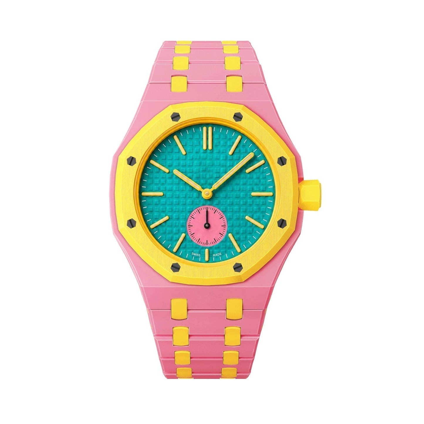 [KELA]OAK POP EXCLUSIVE PINK AND YELLOW BIOCERAMIC STRAP