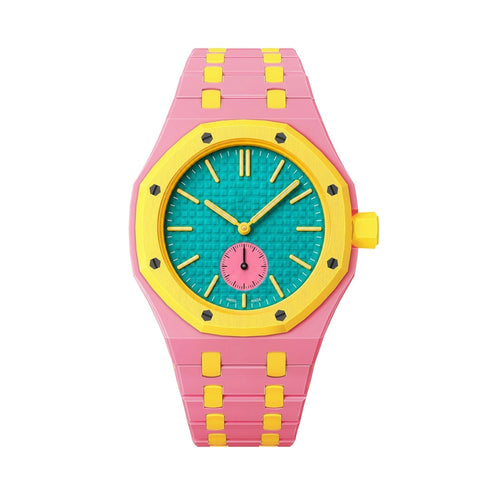 [KELA]OAK POP EXCLUSIVE PINK AND YELLOW BIOCERAMIC STRAP