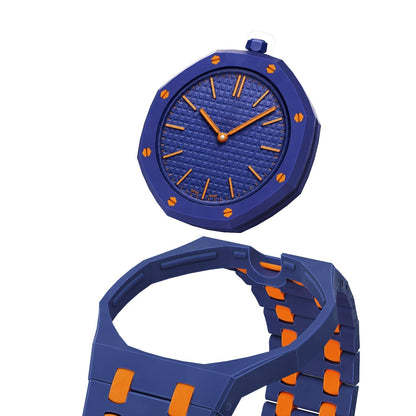 [KELA]OAK POP EXCLUSIVE DARK BLUE AND ORANGE BIOCERAMIC STRAP