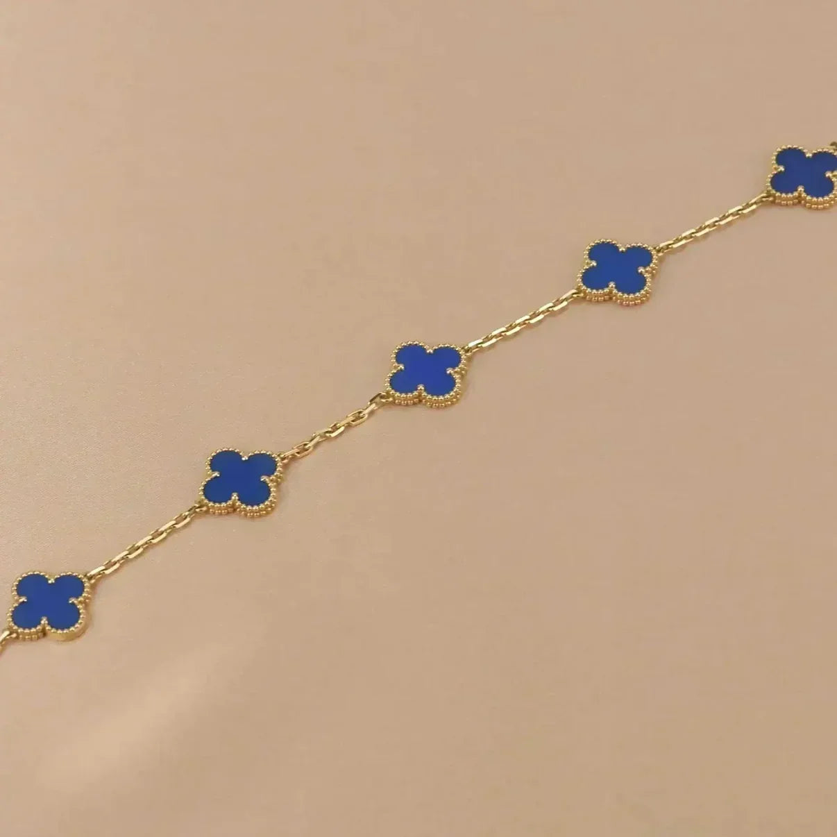[KELA]LUCKY CLOVER 5-MOTIF BRACELET - BLUE AGATE COLLECTION