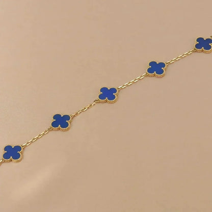[KELA]LUCKY CLOVER 5-MOTIF BRACELET - BLUE AGATE COLLECTION