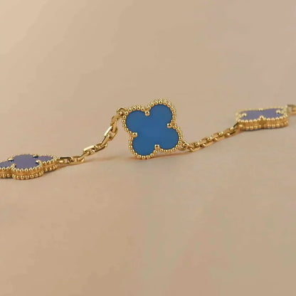 [KELA]LUCKY CLOVER 5-MOTIF BRACELET - BLUE AGATE COLLECTION