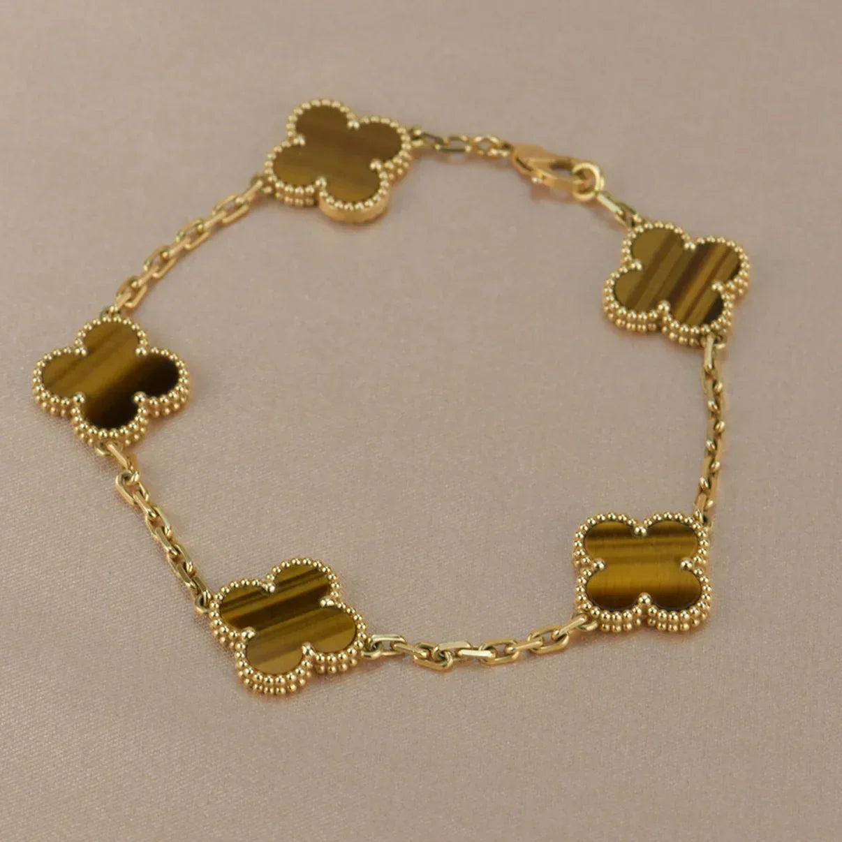 [KELA]LUCKY CLOVER 5-MOTIF BRACELET -  TIGER’S EYE COLLECTION