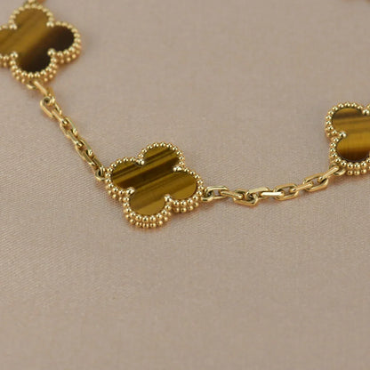 [KELA]LUCKY CLOVER 5-MOTIF BRACELET -  TIGER’S EYE COLLECTION