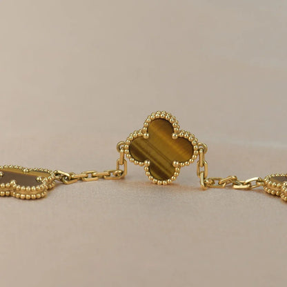 [KELA]LUCKY CLOVER 5-MOTIF BRACELET -  TIGER’S EYE COLLECTION