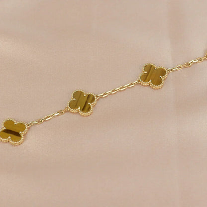 [KELA]LUCKY CLOVER 5-MOTIF BRACELET -  TIGER’S EYE COLLECTION