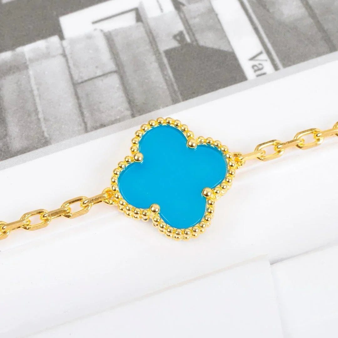 [KELA]LUCKY CLOVER 5-MOTIF BRACELET - TURQUOISE COLLECTION