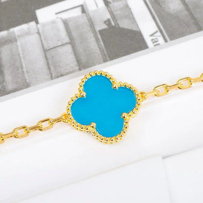 [KELA]LUCKY CLOVER 5-MOTIF BRACELET - TURQUOISE COLLECTION