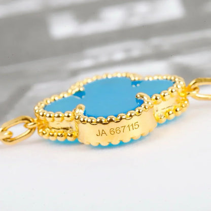 [KELA]LUCKY CLOVER 5-MOTIF BRACELET - TURQUOISE COLLECTION