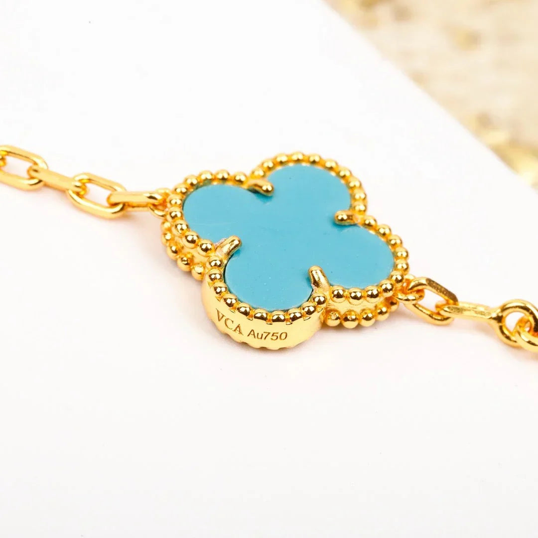 [KELA]LUCKY CLOVER 5-MOTIF BRACELET - TURQUOISE COLLECTION