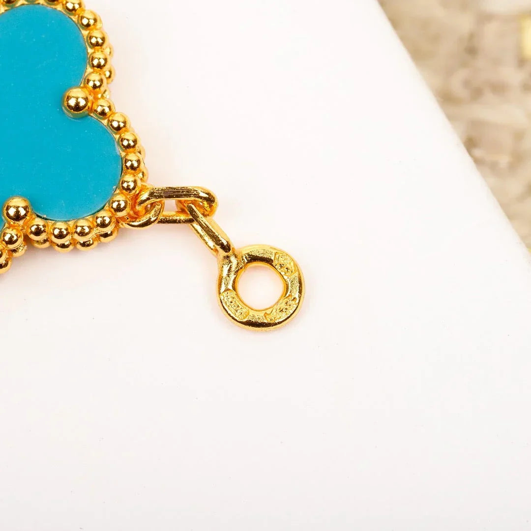 [KELA]LUCKY CLOVER 5-MOTIF BRACELET - TURQUOISE COLLECTION
