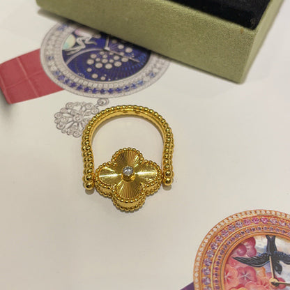 [KELA]LUCKY CLOVER GOLD REVERSIBLE RING