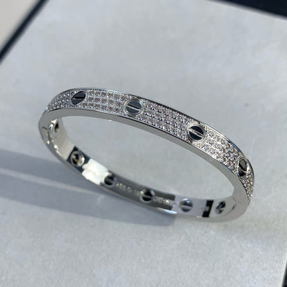 [KELA]CLASSIC 6.1MM LOVE BANGLE - DIAMOND PAVÉ & BLACK CERAMIC