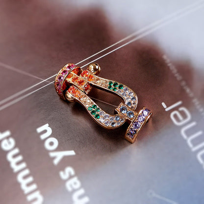 [KELA]FORCE LARGE HORSESHOE COLORED DIAMOND BRACELET - ROSE GOLD