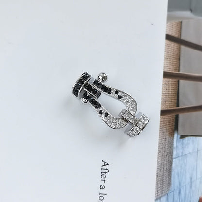 [KELA]FORCE LARGE HORSESHOE BLACK & WHITE DIAMOND BRACELET - WHITE GOLD