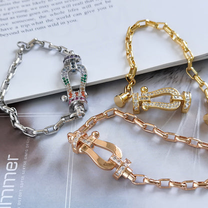 [KELA]FORCE LARGE HORSESHOE CLASP METAL BRACELET