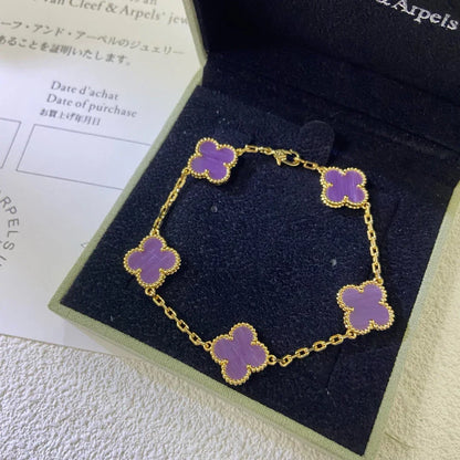 [KELA]LUCKY CLOVER 5-MOTIF BRACELET - VIOLET COLLECTION
