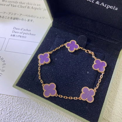 [KELA]LUCKY CLOVER 5-MOTIF BRACELET - VIOLET COLLECTION