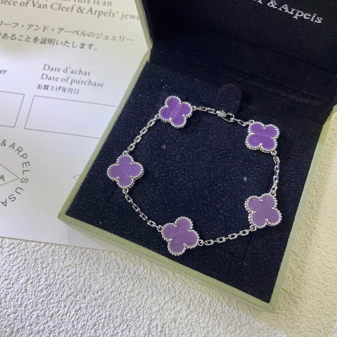 [KELA]LUCKY CLOVER 5-MOTIF BRACELET - VIOLET COLLECTION